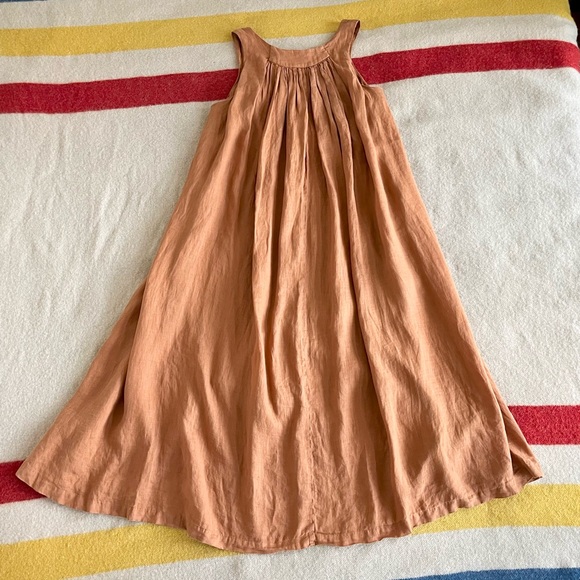 Black crane linen rust midi-maxi dress - Picture 7 of 12